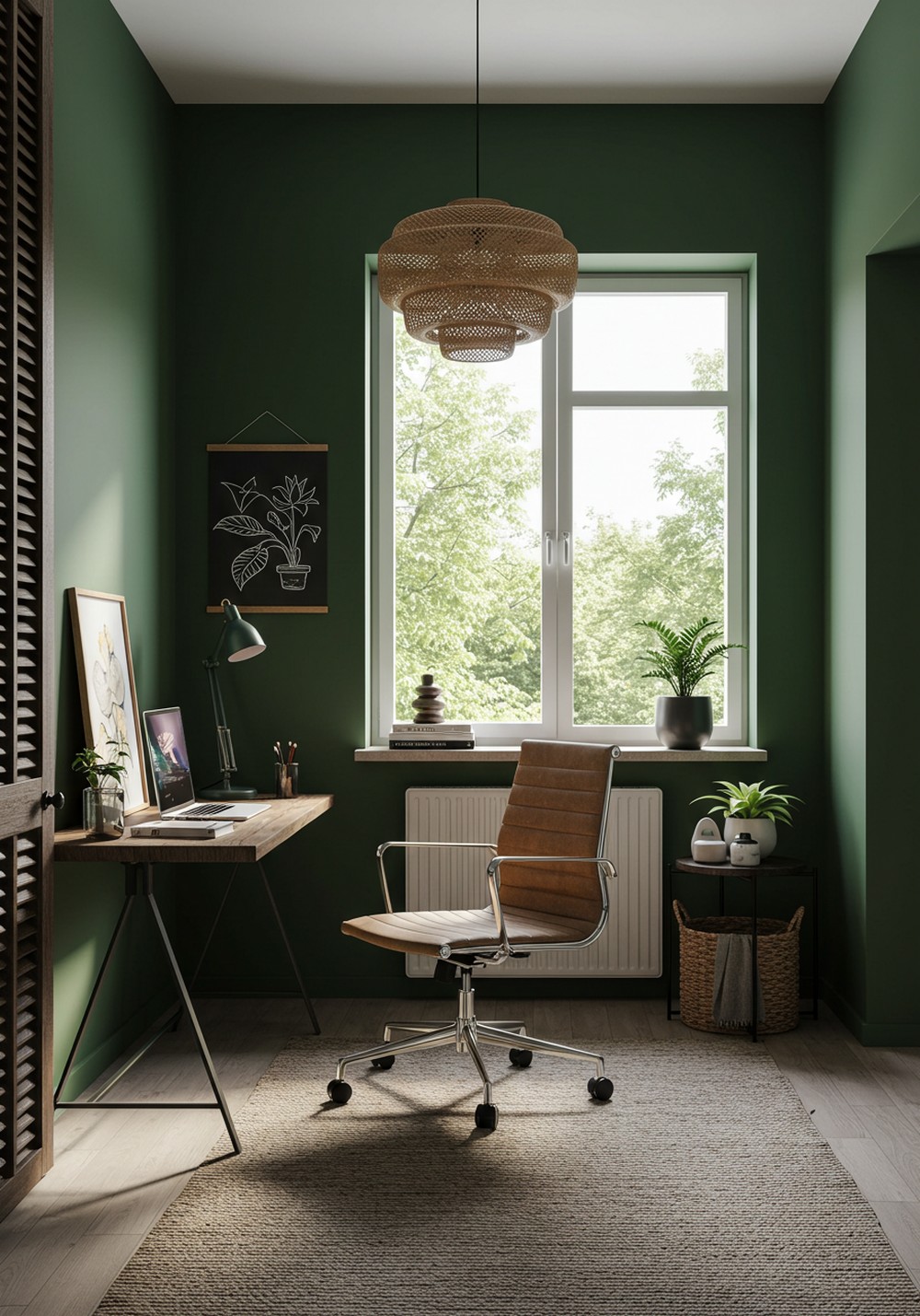 Dark Green Home Office Design That Maximizes Productivity
