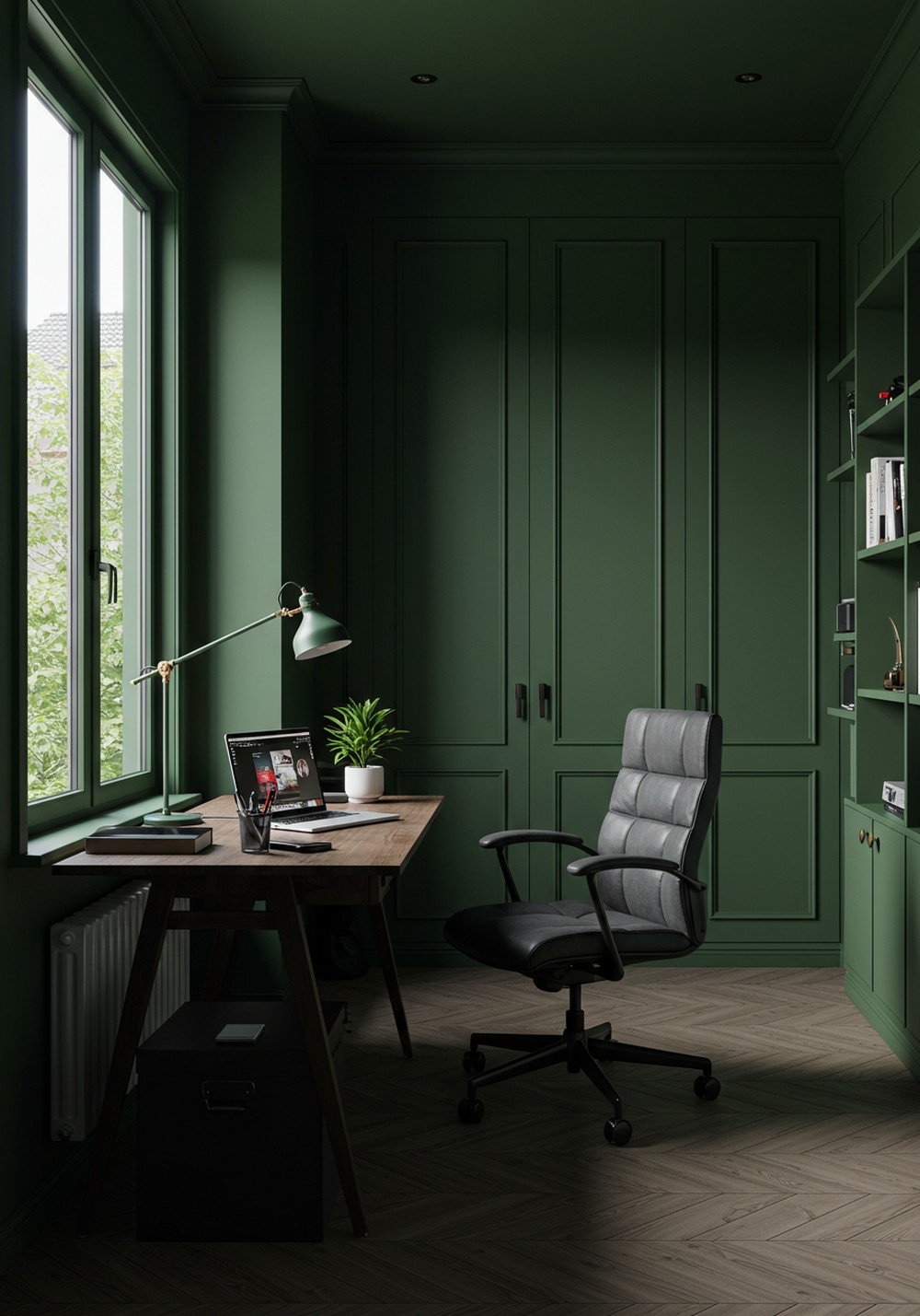 Dark Green Multi-Functional Workspace Ideas For Home Offices