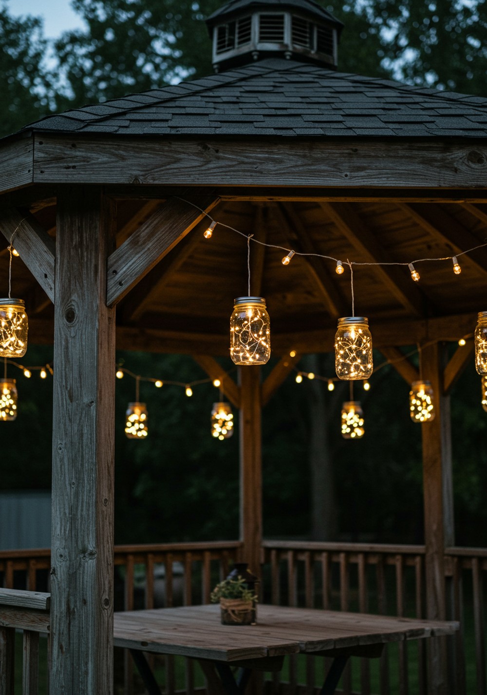 Hanging Mason Jar Lights For Vintage Charm Gazebo Lighting