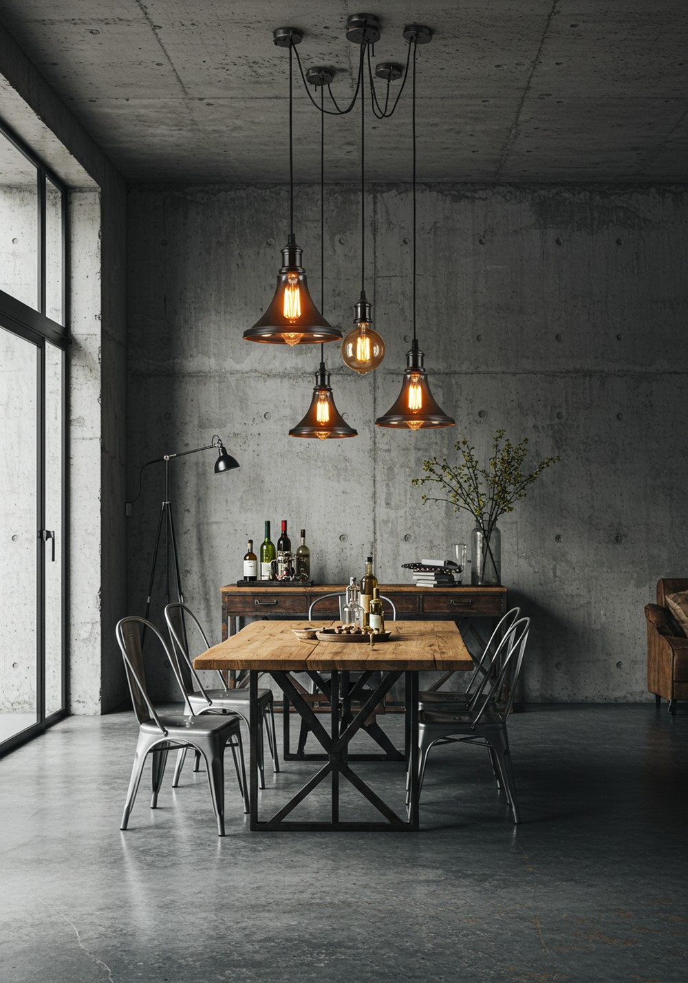 Industrial Lighting Impact Industrial Dining Room