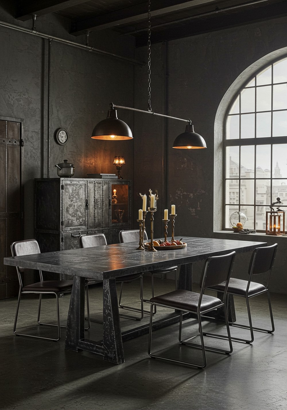 Metallic Textured Harmony Industrial Dining Room