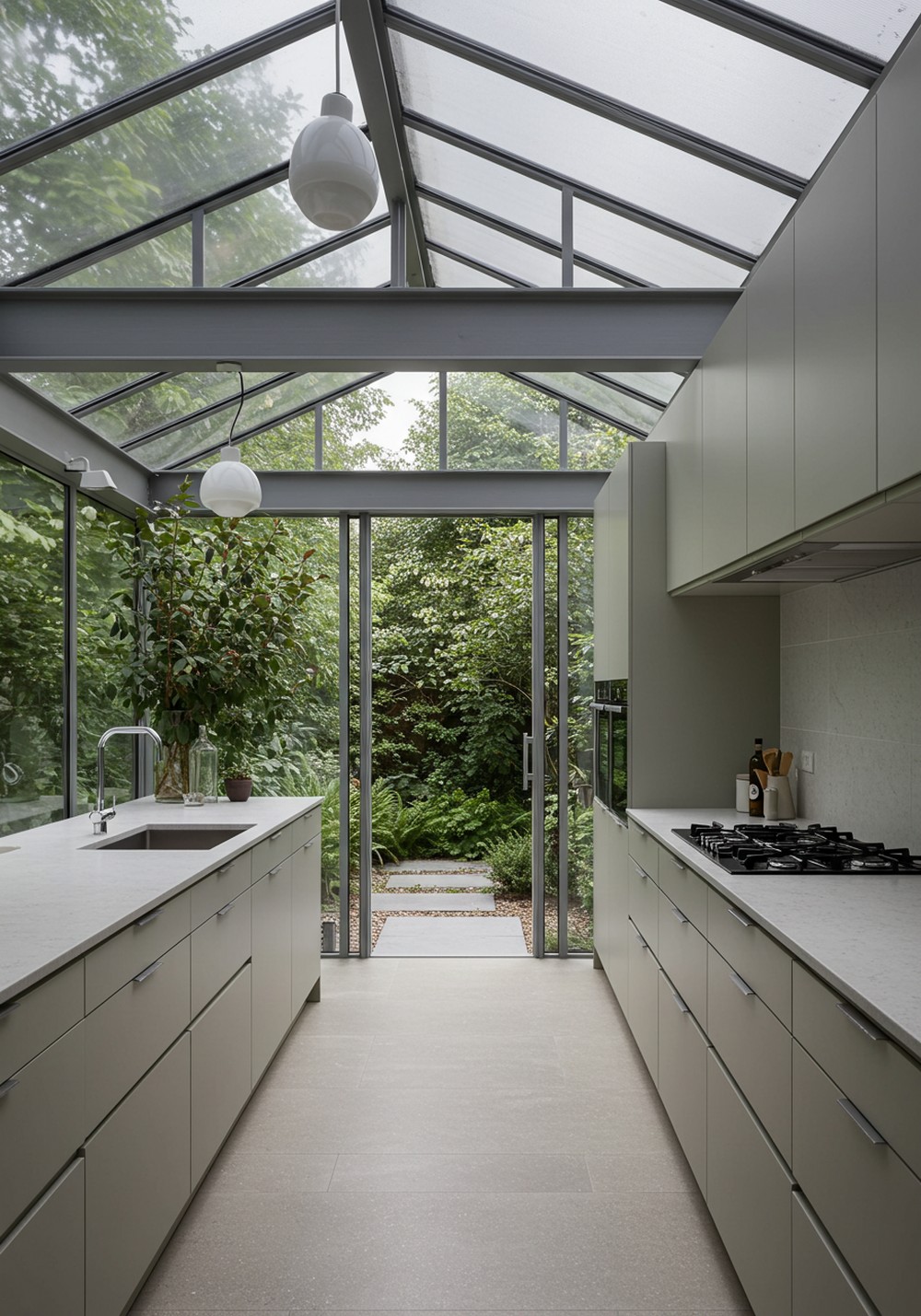 Modern Minimalist Touches For Greenhouse Kitchen Design