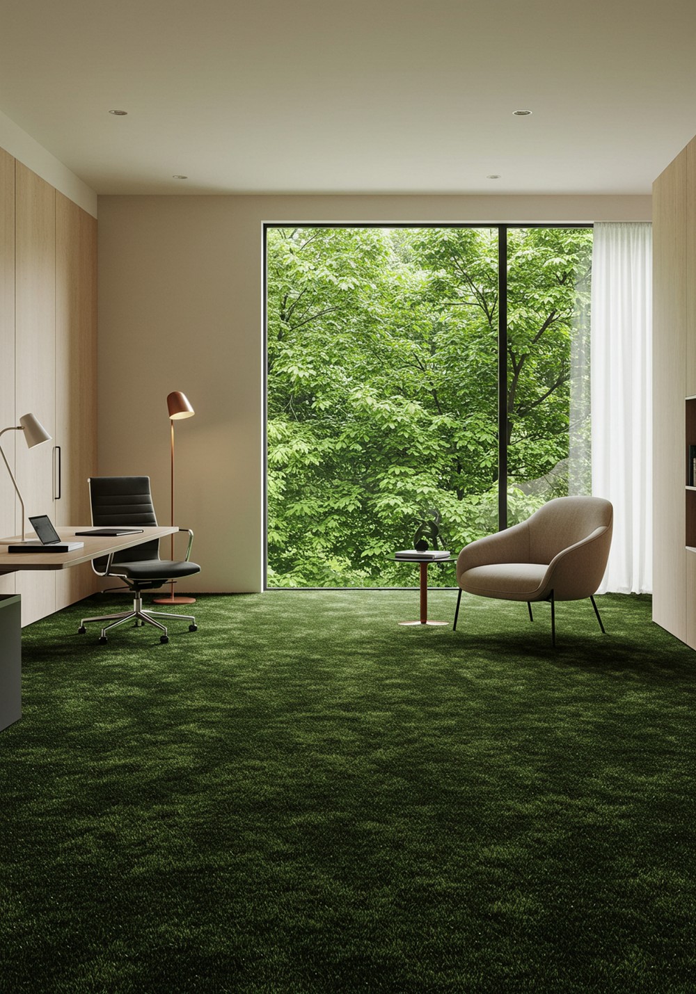 Modern Workspace Makeover With Dark Green Tones