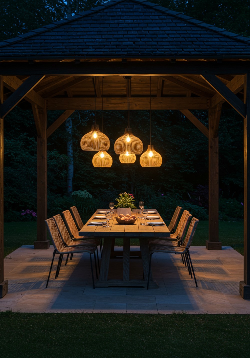 Pendant Lights Over Outdoor Dining Spaces Gazebo Lighting
