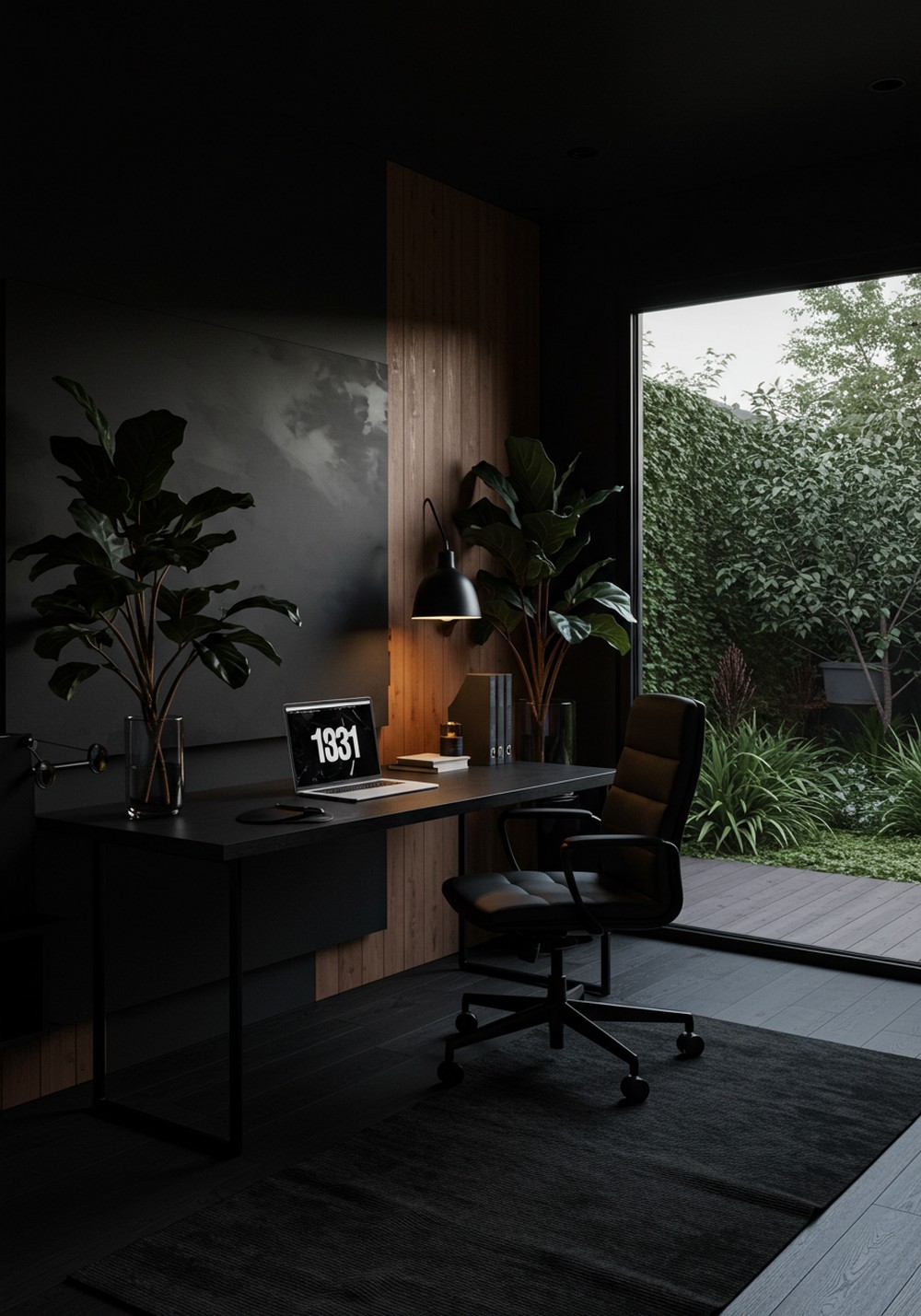 Refined Dark Minimalist Home Office Look