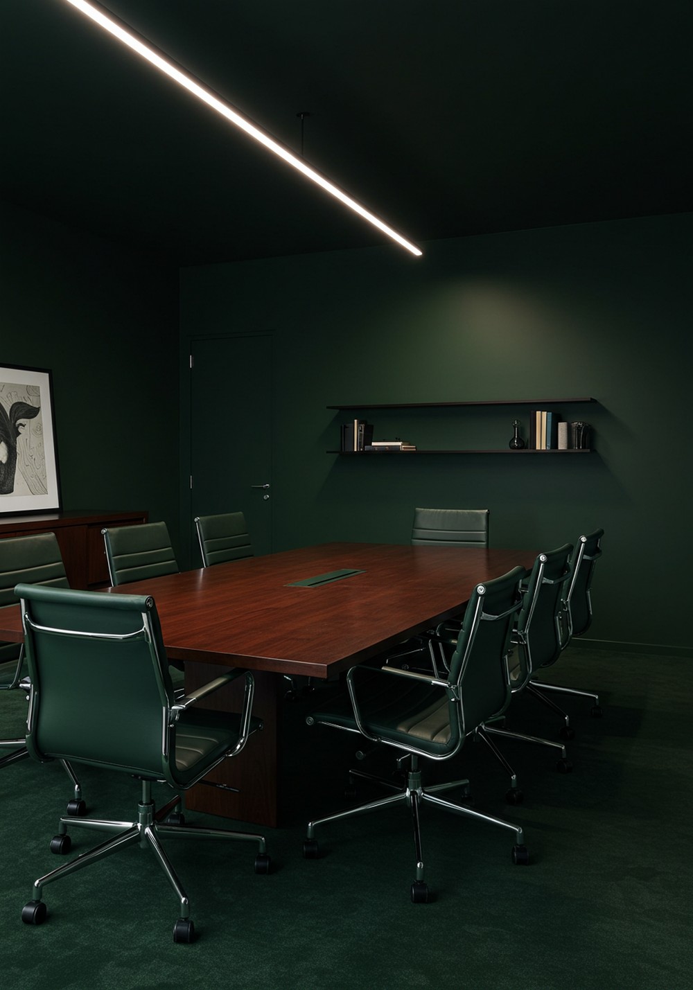 Sophisticated Green Workspace With Luxe Finishes