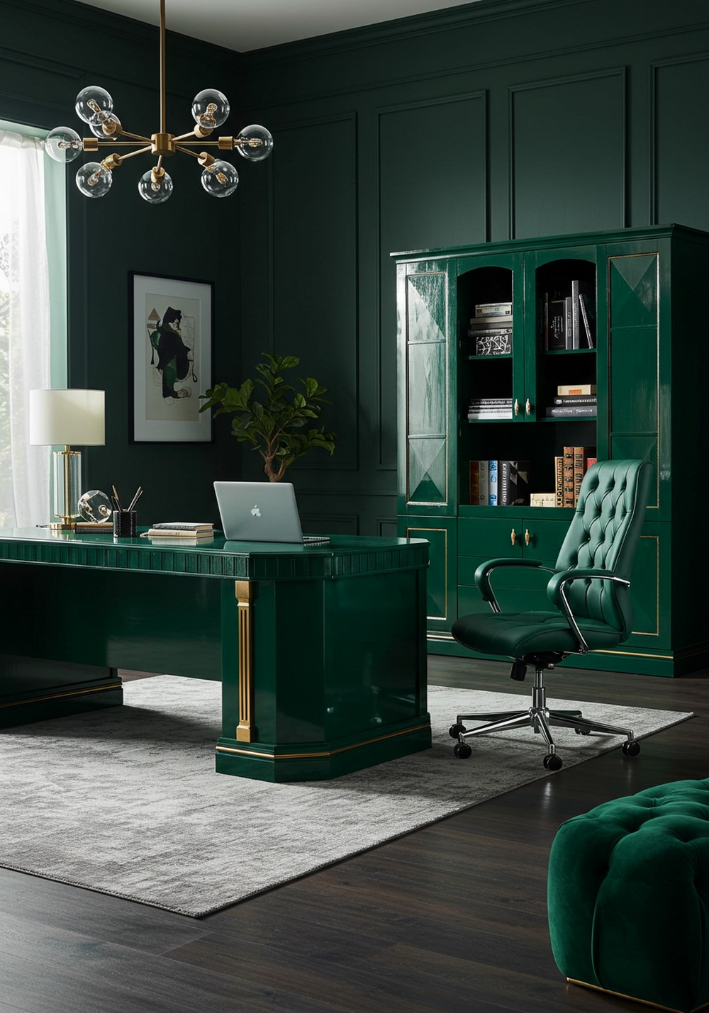 Stylish Productivity Hub In Forest Green Shades
