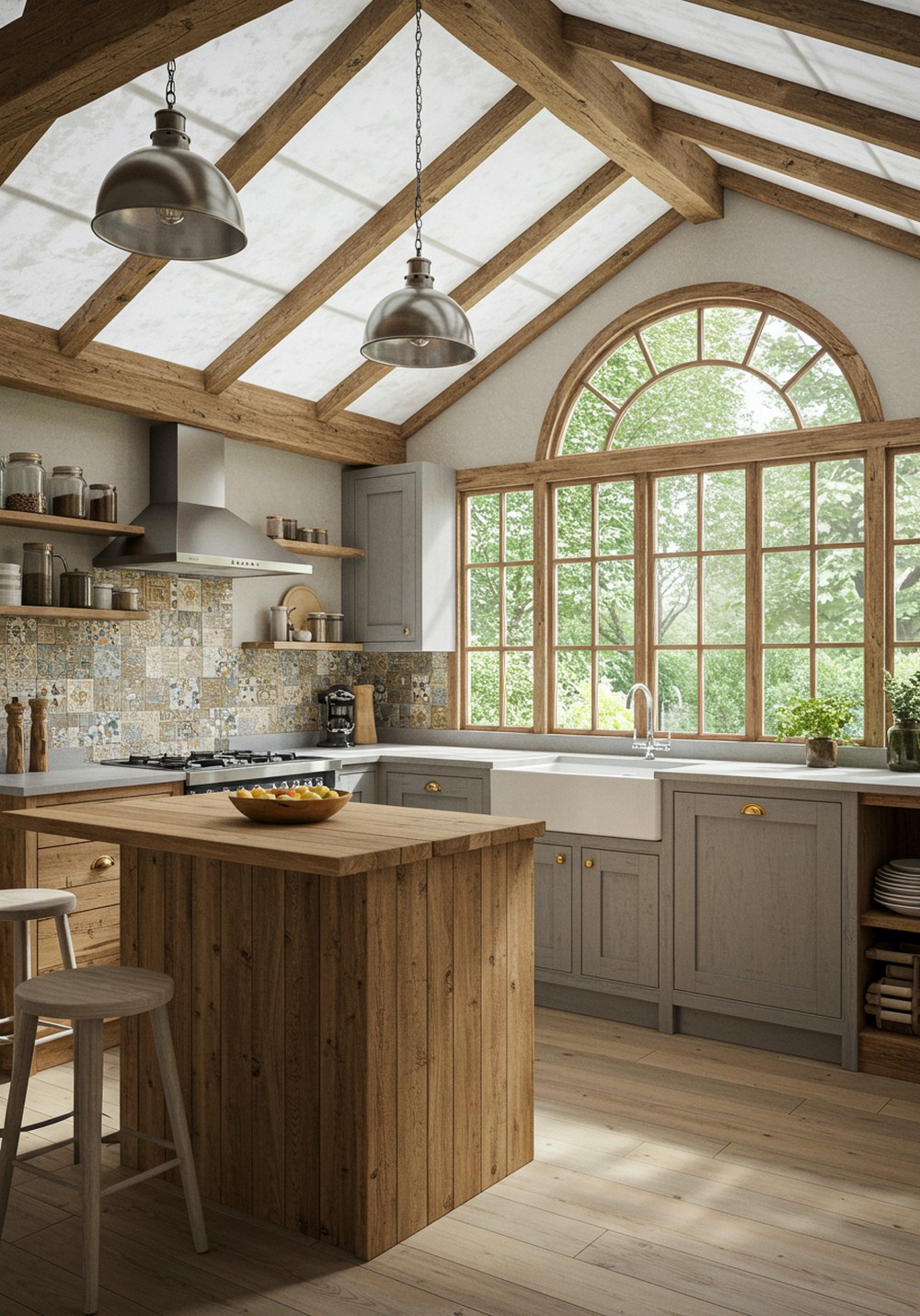 Eco Friendly Reclaimed Wood Accents For Greenhouse Kitchen Design