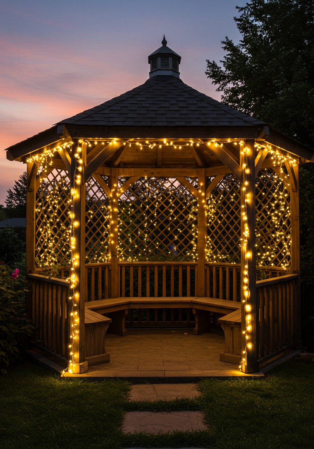 Fairy Light Curtains For A Magical Soft Glow Gazebo Lighting