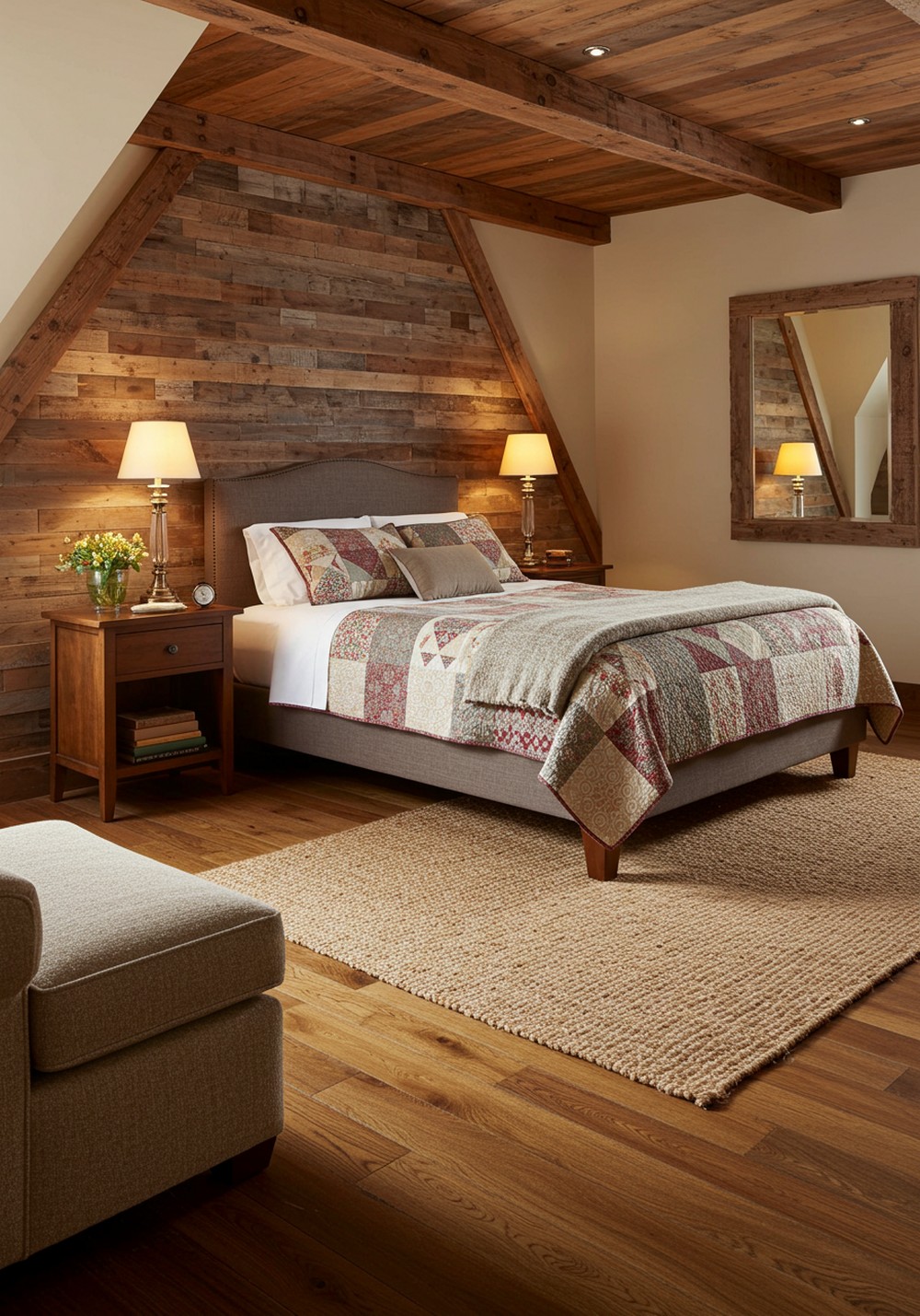 Rustic Charm With Natural Wood Guest Bedroom
