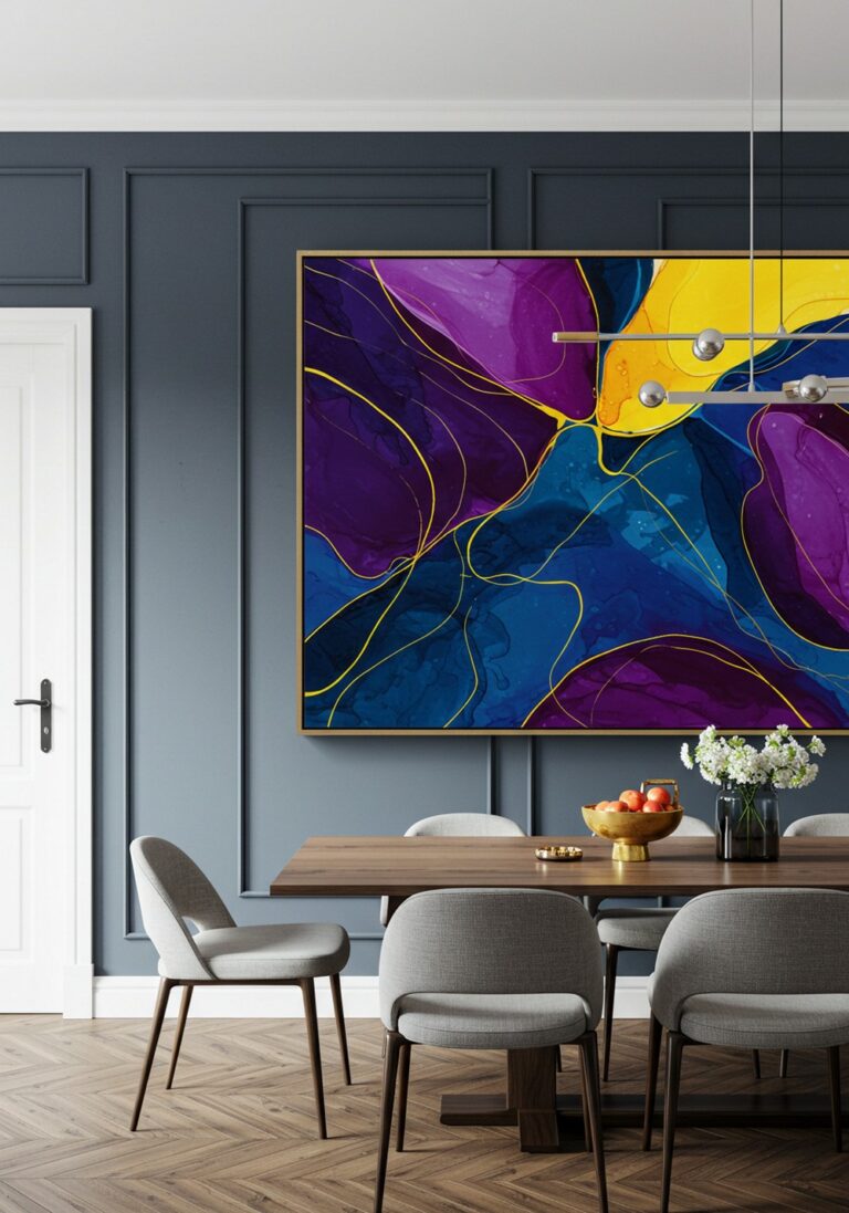 Bold Abstract Art Inspiring Dining Room Wall Decor