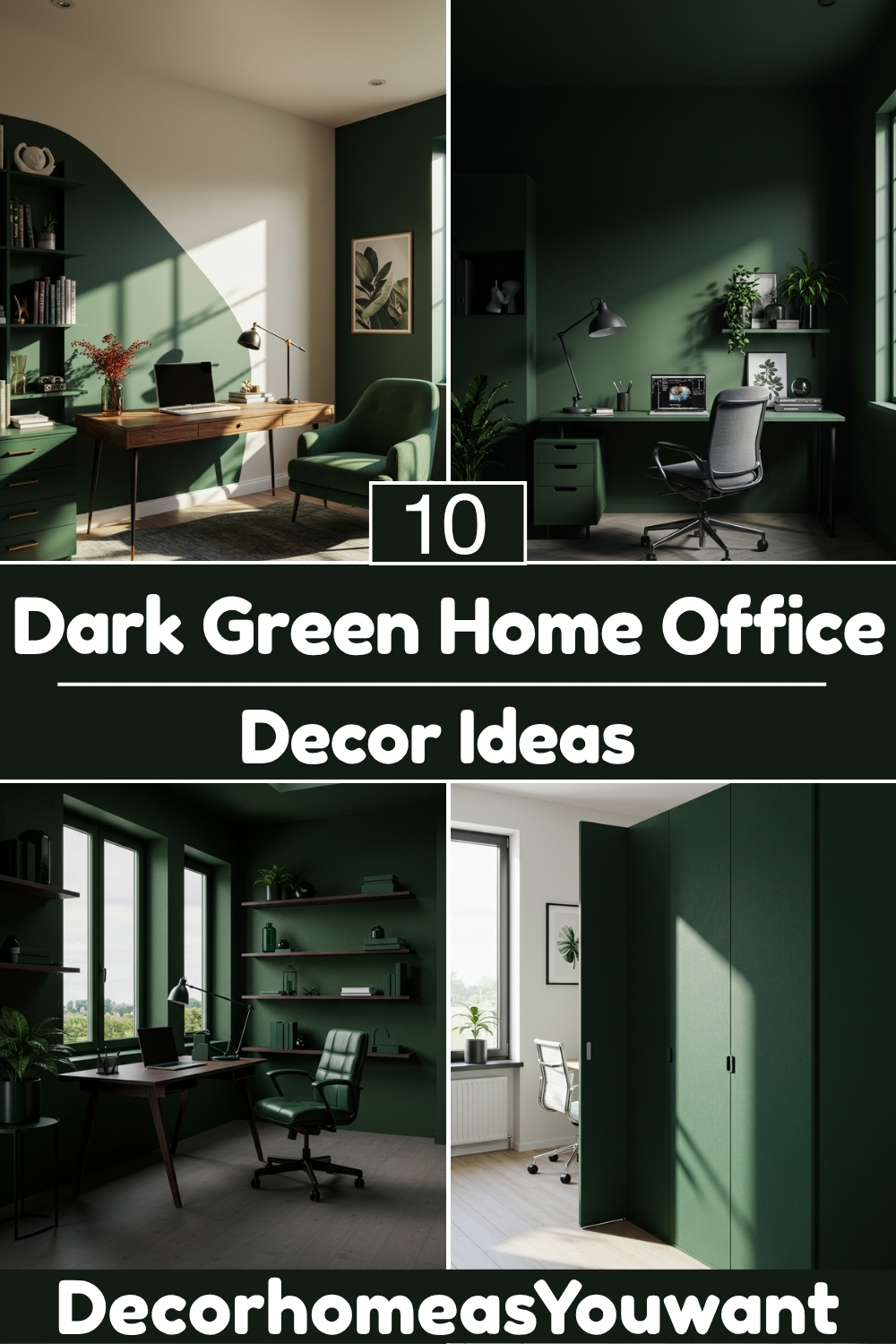Dark Green Home Office decor ideas