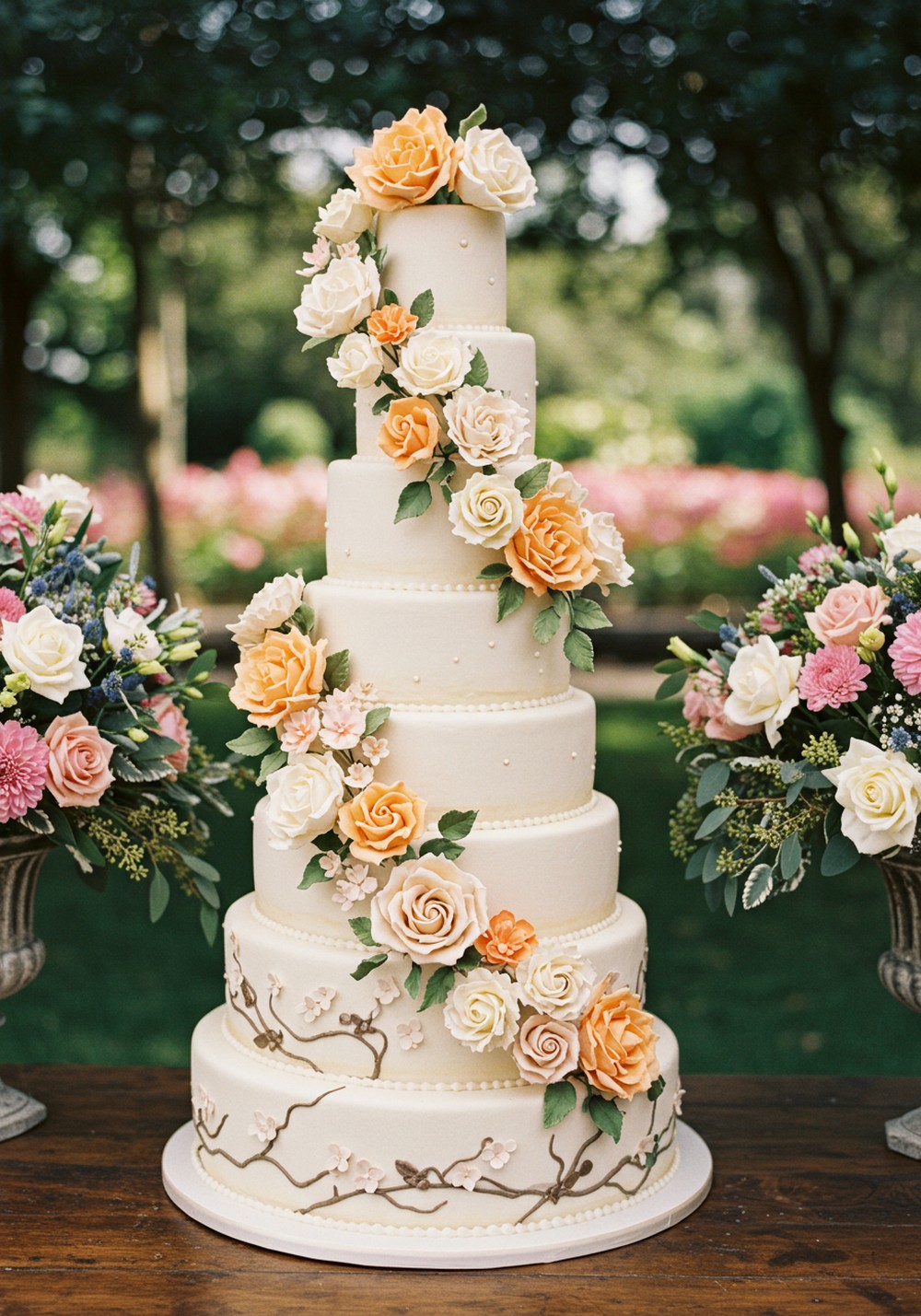 Botanical Wedding Cake Charm Romantic Garden Wedding