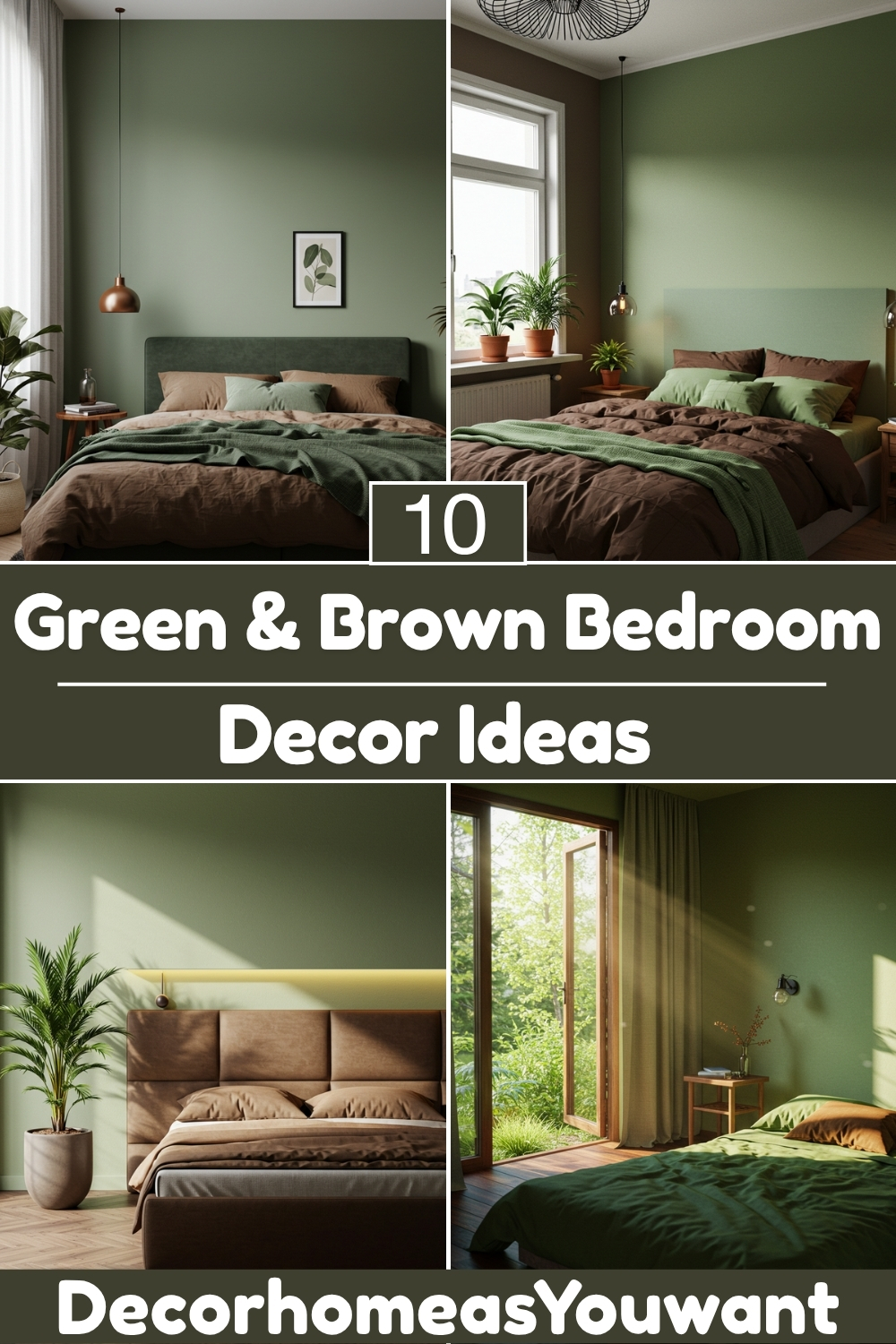 Green & Brown Bedroom decor ideas
