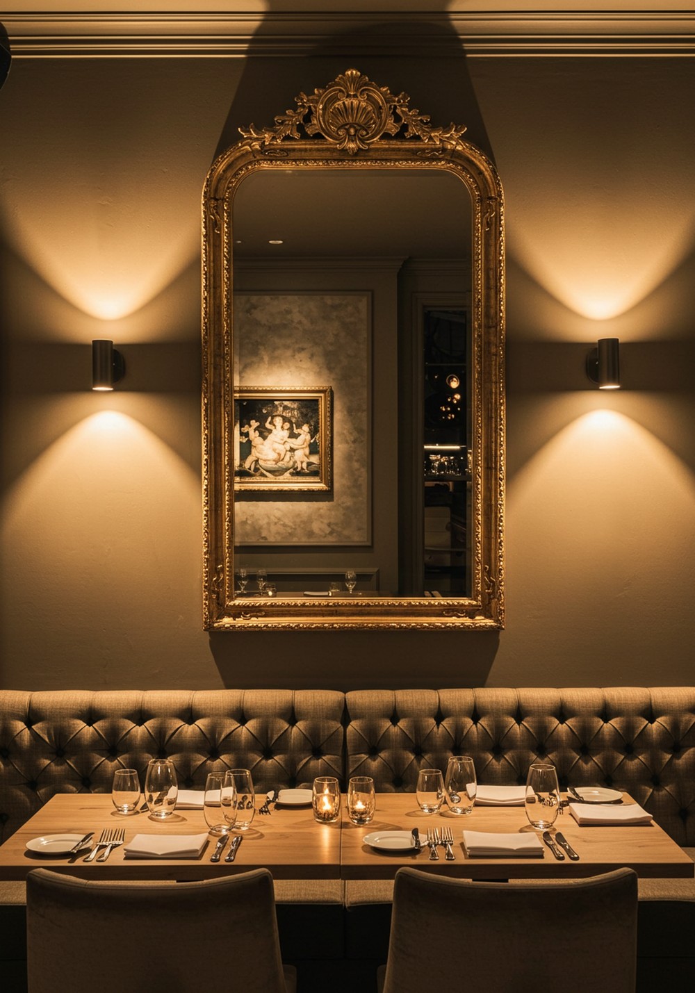 Elegant Mirror and Lighting Inspiring Dining Room Wall Decor