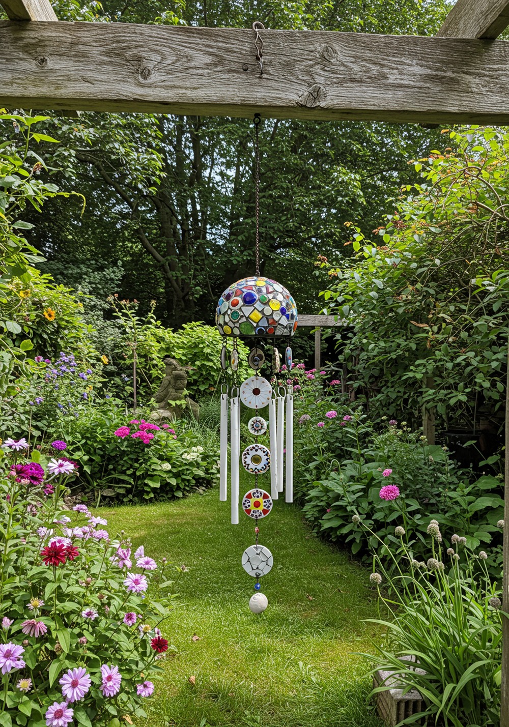 Melodic Mosaic Wind Chimes Garden Art