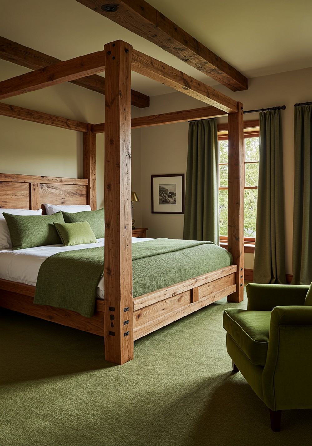 Cozy Modern Organic Green & Brown Bedroom