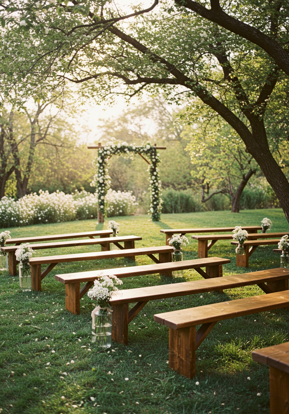 Rustic Garden Bench Seating Romantic Garden Wedding