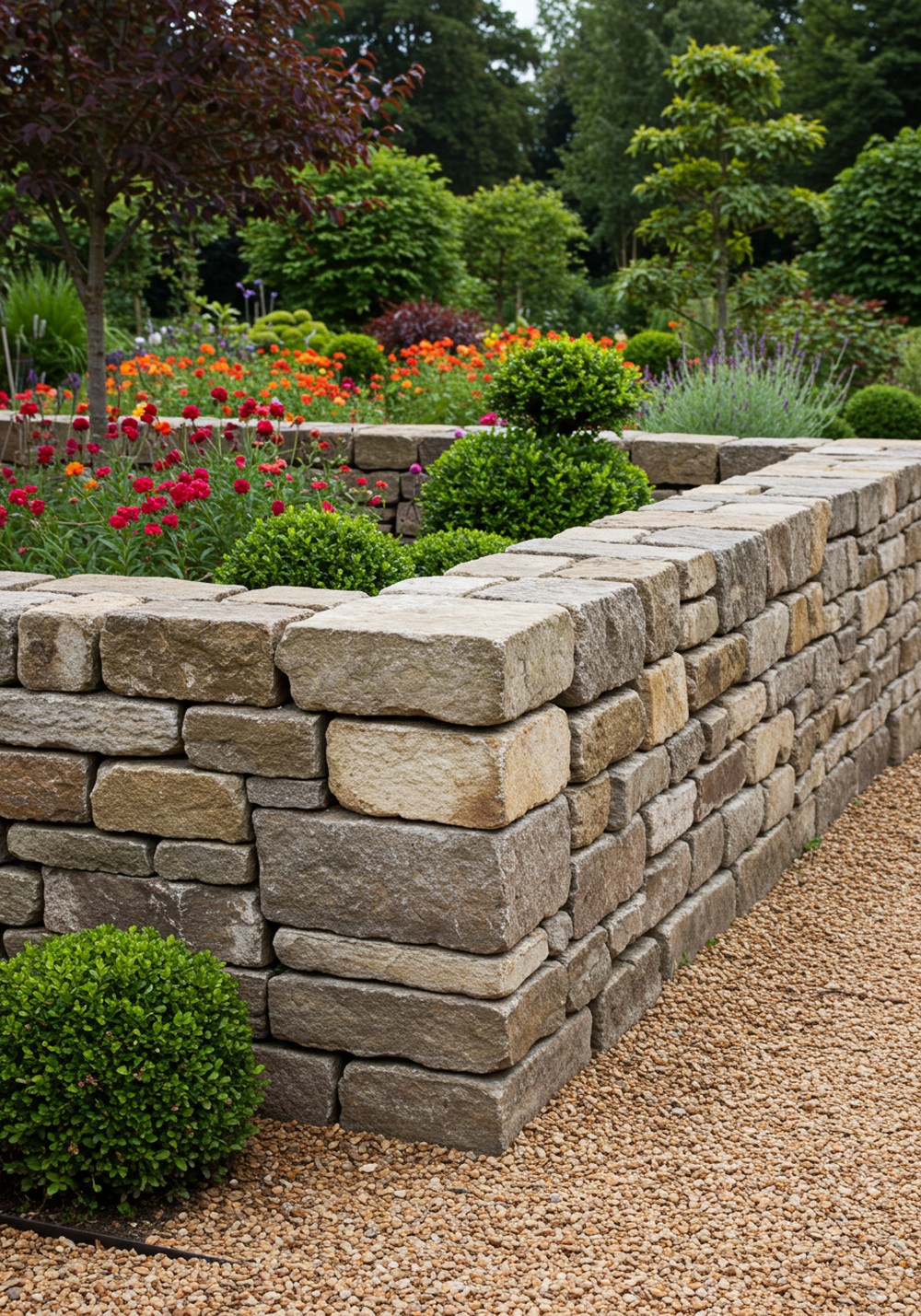 Bold Stone Wall Garden Divider Designs